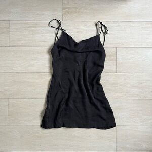 UMA black silk mini slip dress. Perfect condition. Size 2. Cowl neck dress. Hidd